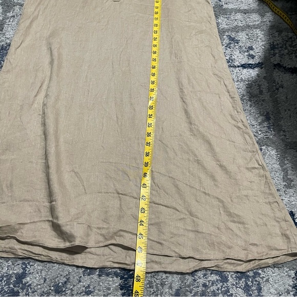 Zara Tan Boho Oversized Linen Midi Dress Size M - Picture 12 of 14